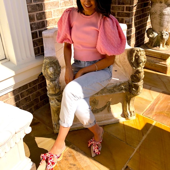 Zara pink summer top puffy shoulders - Picture 1 of 4